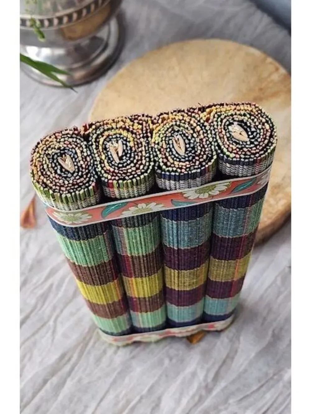 Vintage Set of 4 1970s Woven Plaid Placemats